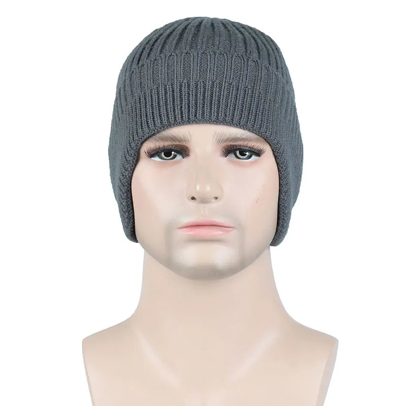 Winter Ears Protected Hats for Men Thicker Beanies