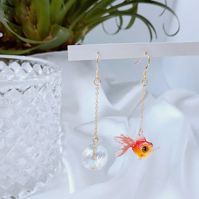 Original Golden Fish Dangle Earrings For Women Creative