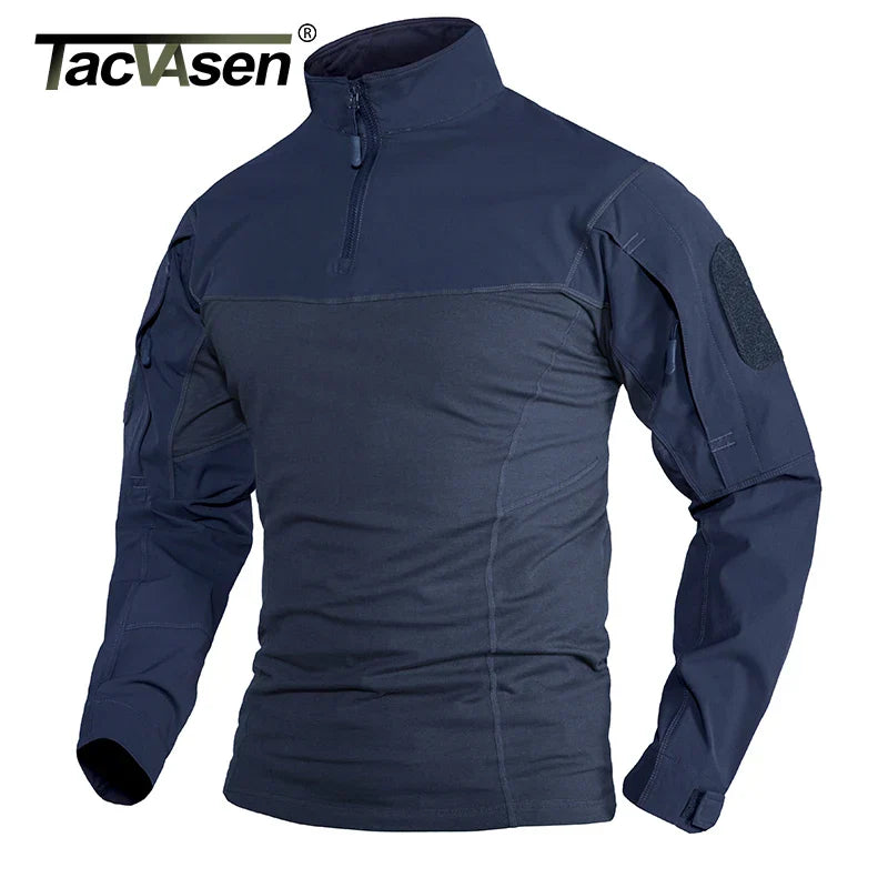 TACVASEN 1/4 Zipper Ripstops T-shirts With Zipper Pockets