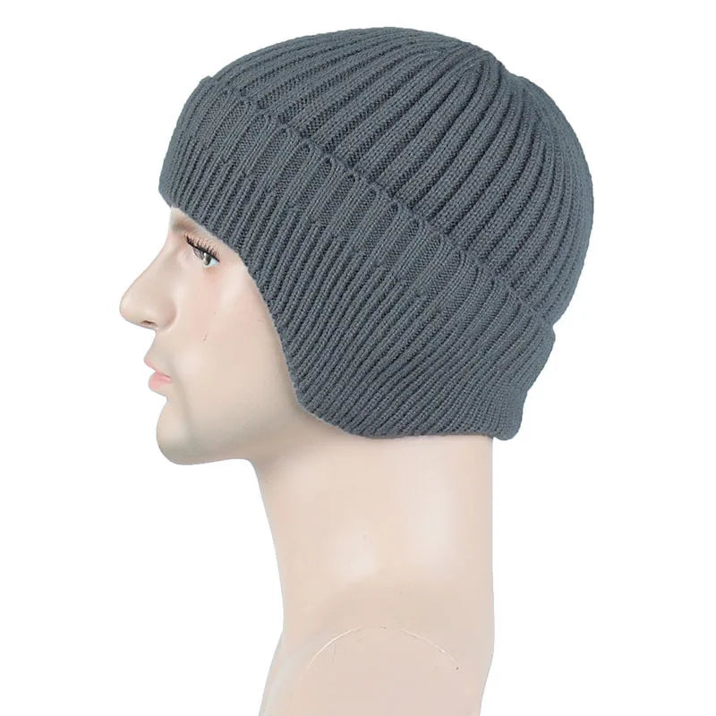 Winter Ears Protected Hats for Men Thicker Beanies