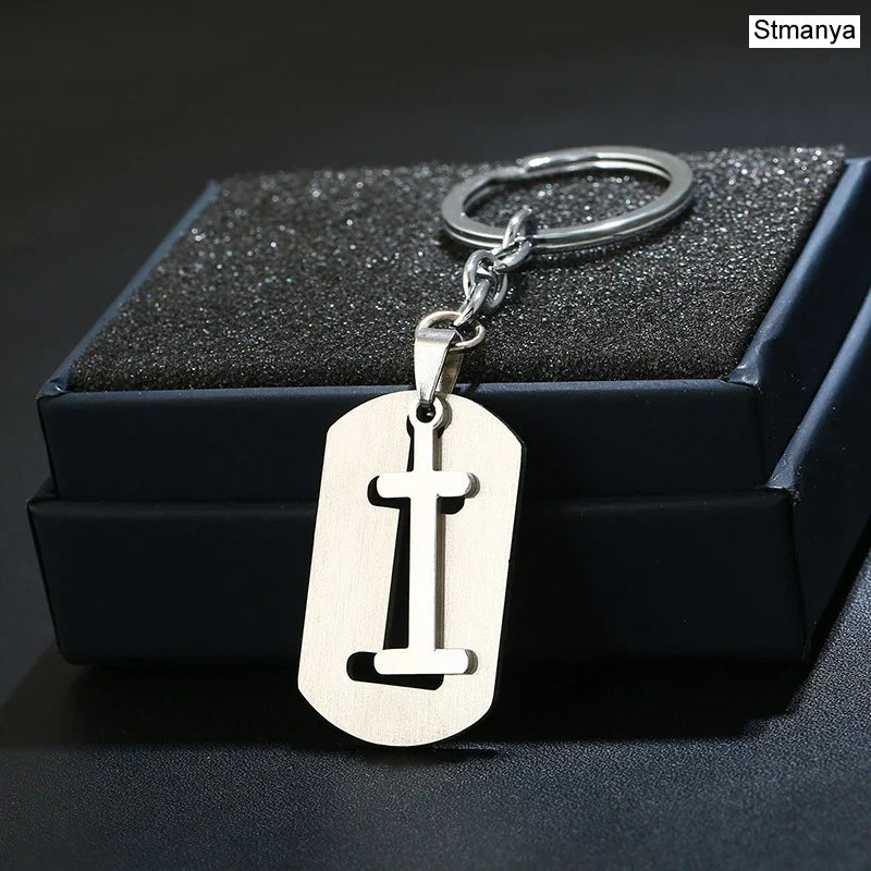 NEW DIY Stainless Steel AZ Letters key Chain