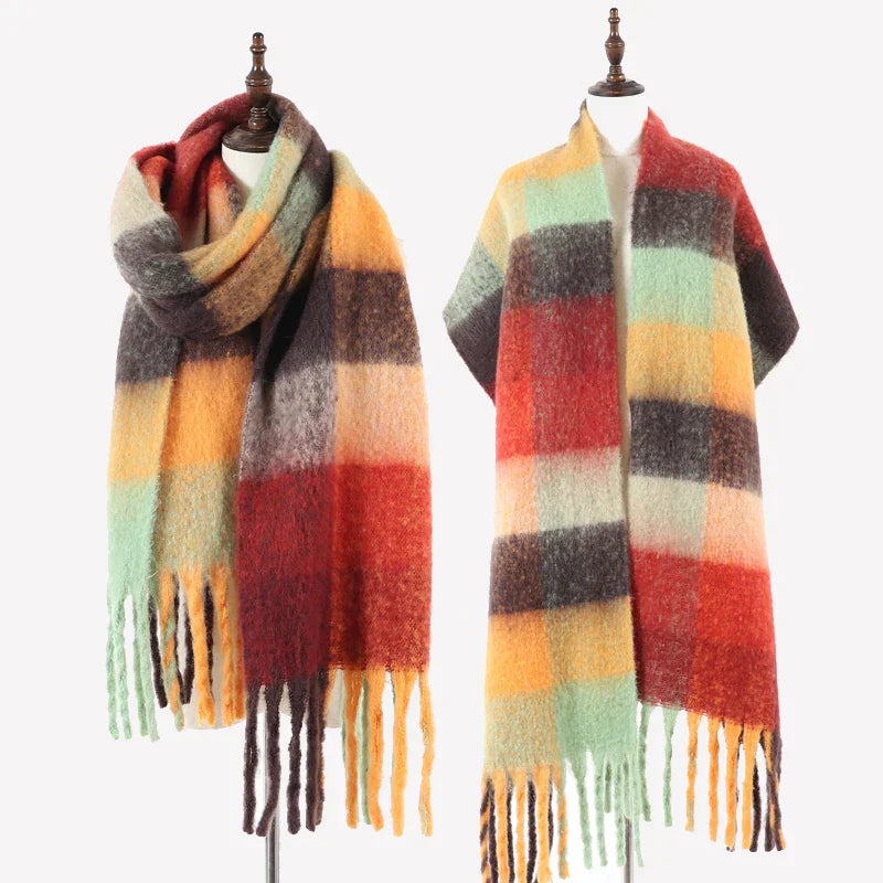 Luxury Brand Women Plaid Scarf Winter Warm Pashmina