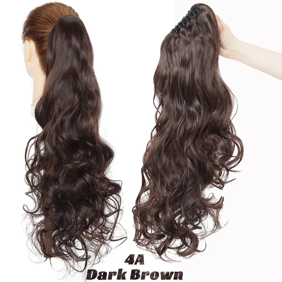 Benehair Synthetic 24inch Long Wavy Claw On Ponytail