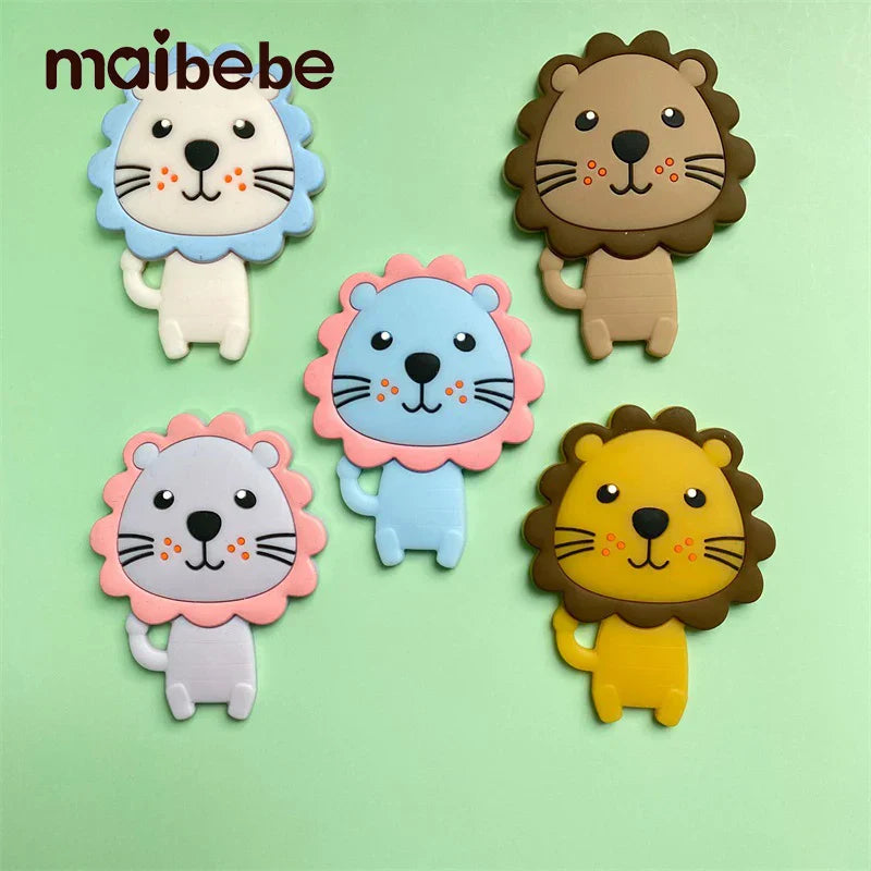 5pcs Silicone Teether Lion Cartoon Animal BPA Free