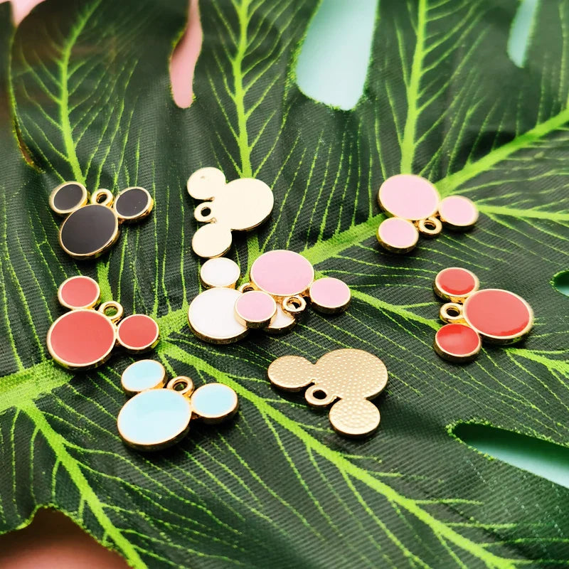 20pcs Drop Oil Mickey Head Shaped Enamel Charms