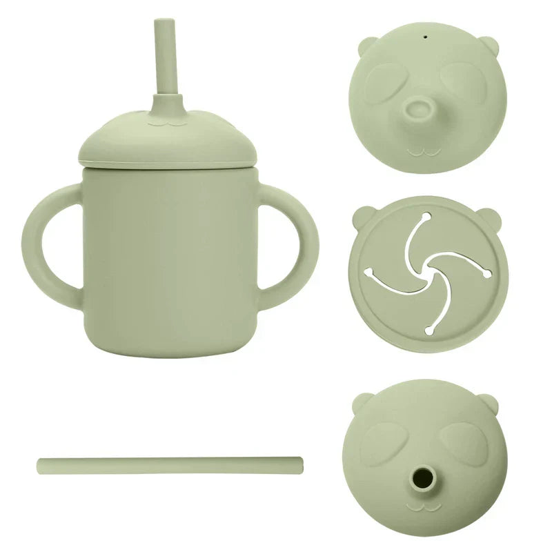 Baby Straw Cup 1Set Cartoon Panda Food Grade