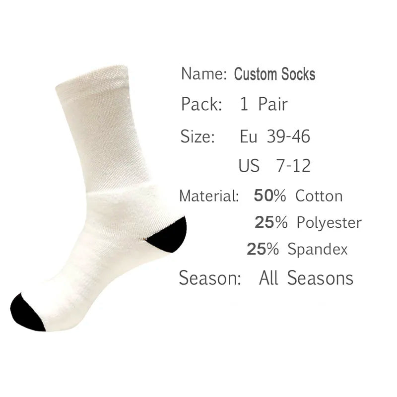 Customized Print Socks Women's Men's DIY Photo Logo
