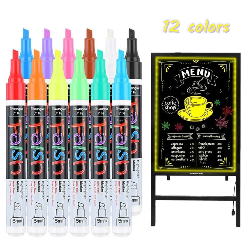 12 Pcs Liquid Chalk Markers Pens Erasable Colors