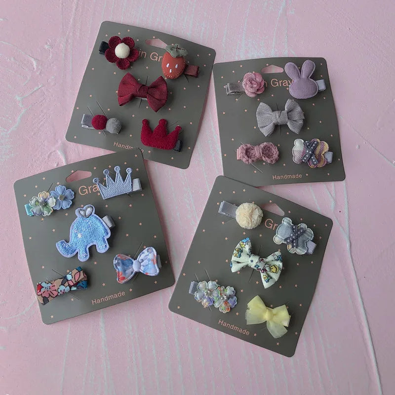New cute bear girls hair bows 5pcs children