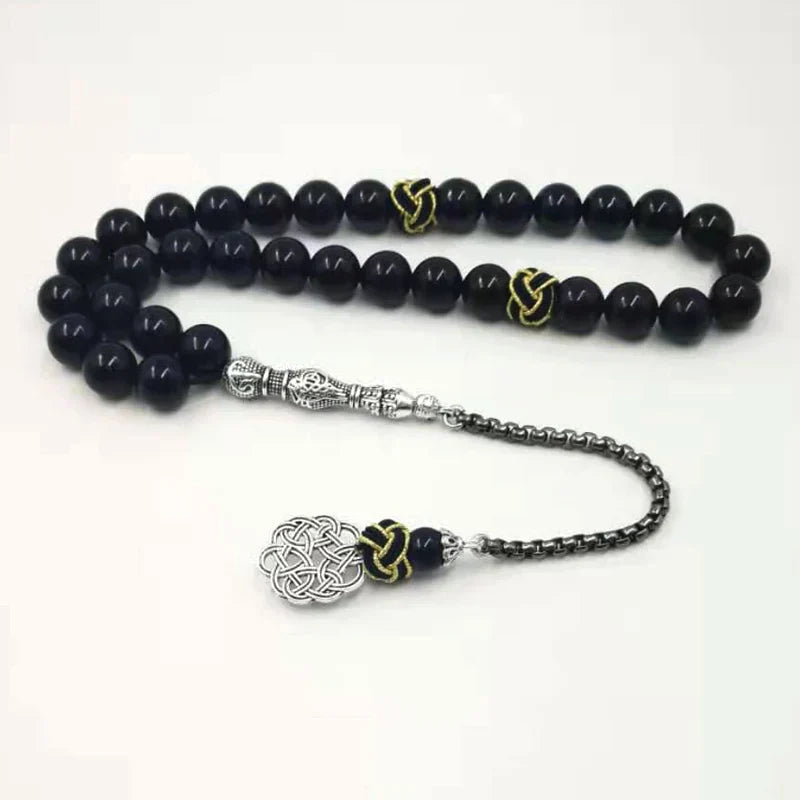 Natural Black Agates rosary Muslim Tasbih gift islam