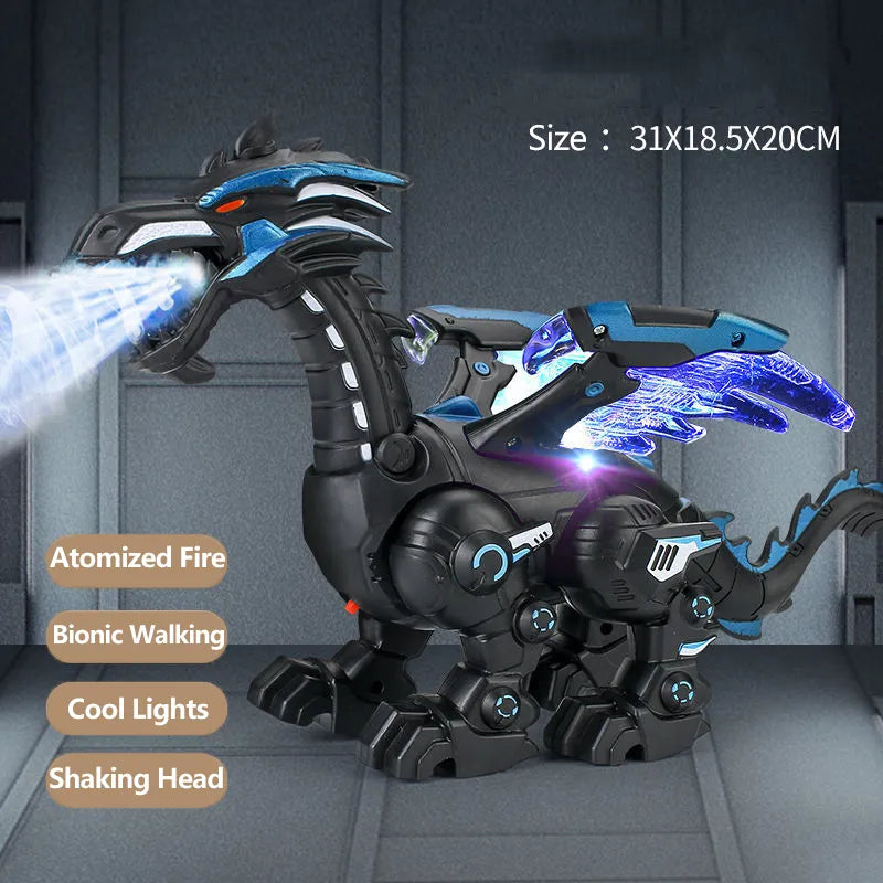 Simulation Fire Mechanical Dinoasur Water Spray Cool Light