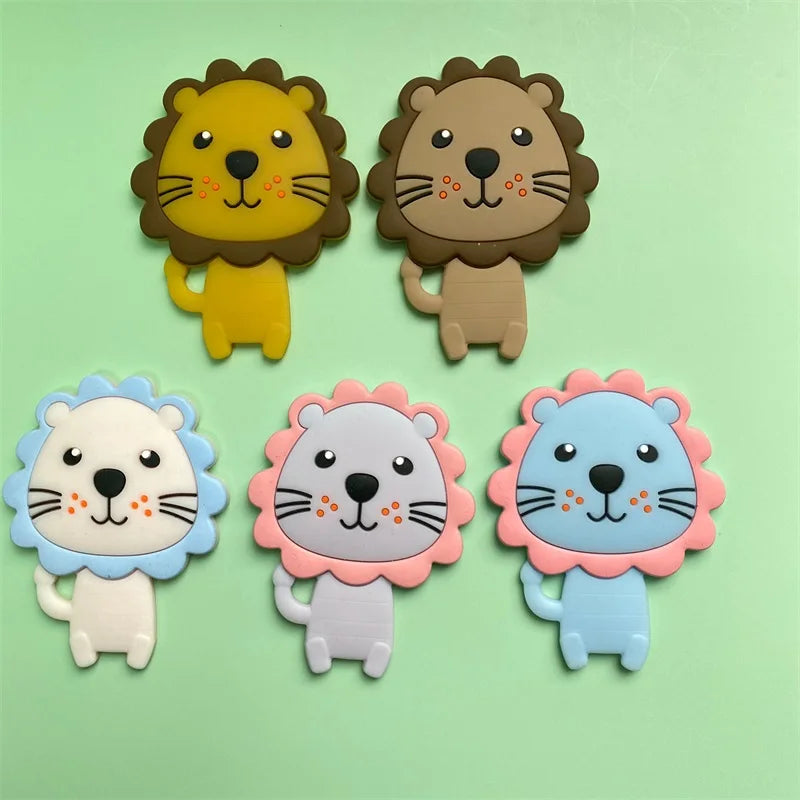 5pcs Silicone Teether Lion Cartoon Animal BPA Free