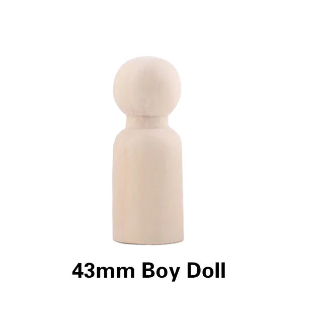 Wooden Doll Peg Baby Teether DIY Color Painting
