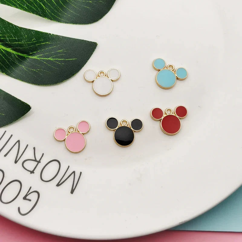 20pcs Drop Oil Mickey Head Shaped Enamel Charms
