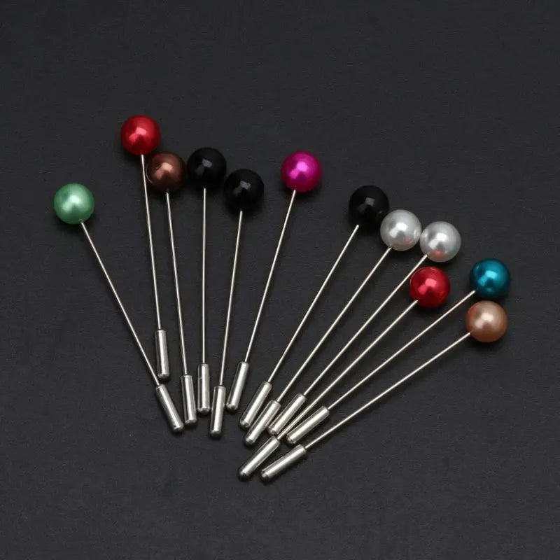 12PcsSet Women Brooch Pins Crystal Hijab Scarf Pearl