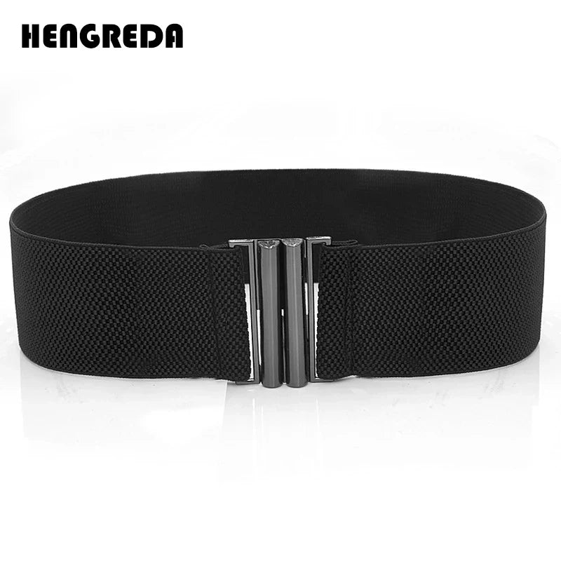 Wide Elastic Waist Belt Black Women Stretch Waistband