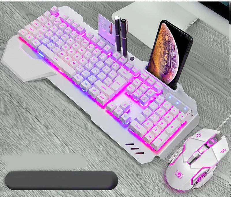 Mechanical Rainbow Backlit Gaming Keyboard and Optical Mice