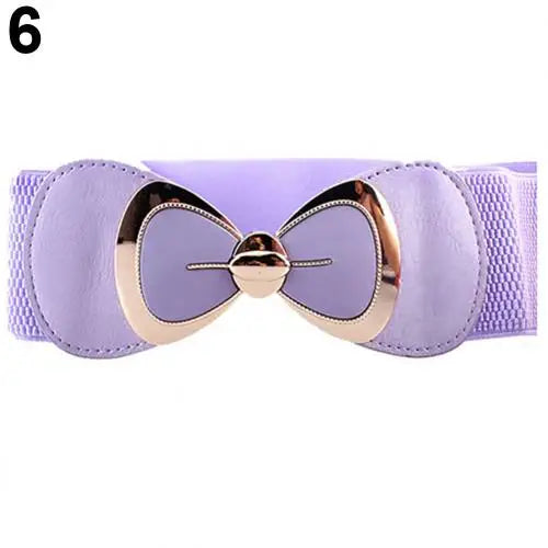 HOT SALES!!!New Arrival Women Bowknot Buckle Metallic Faux Leather Waistband Elastic Croset Waist Belt Wholesale Dropshipping