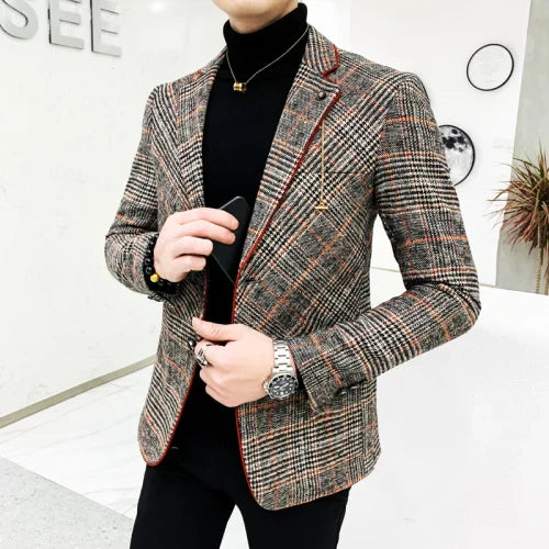 2021 grid Brand clothing Men spring Casual business
