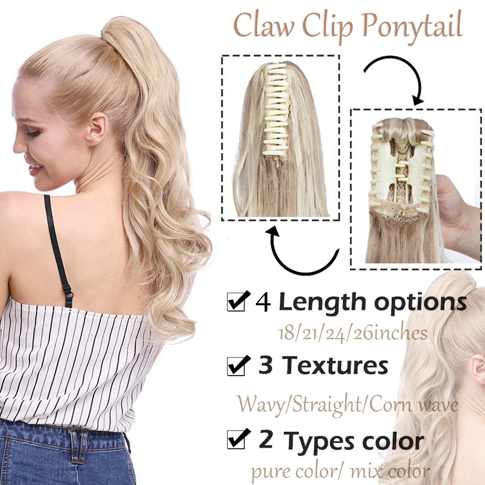 S-noilite Synthetic Long Wavy Fake Ponytail Extension Hair