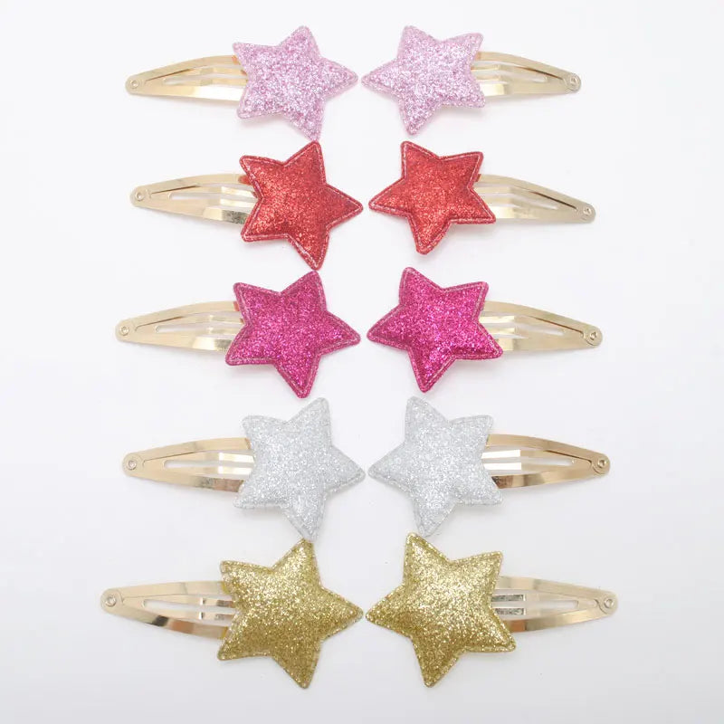 10pcs/lot Small Size Girls Hairclips Glitter Heart Birthday