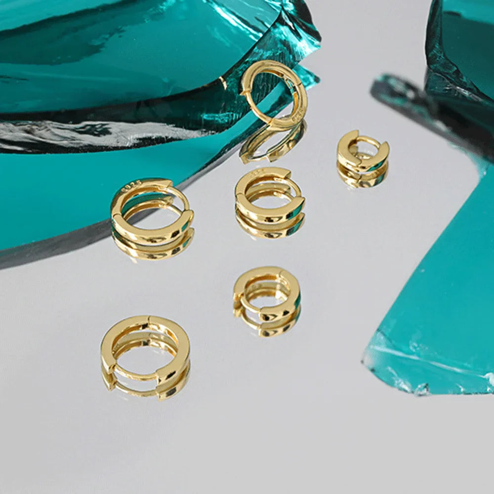 ANDYWEN 925 Sterling Silver Gold Plain 5mm 6mm