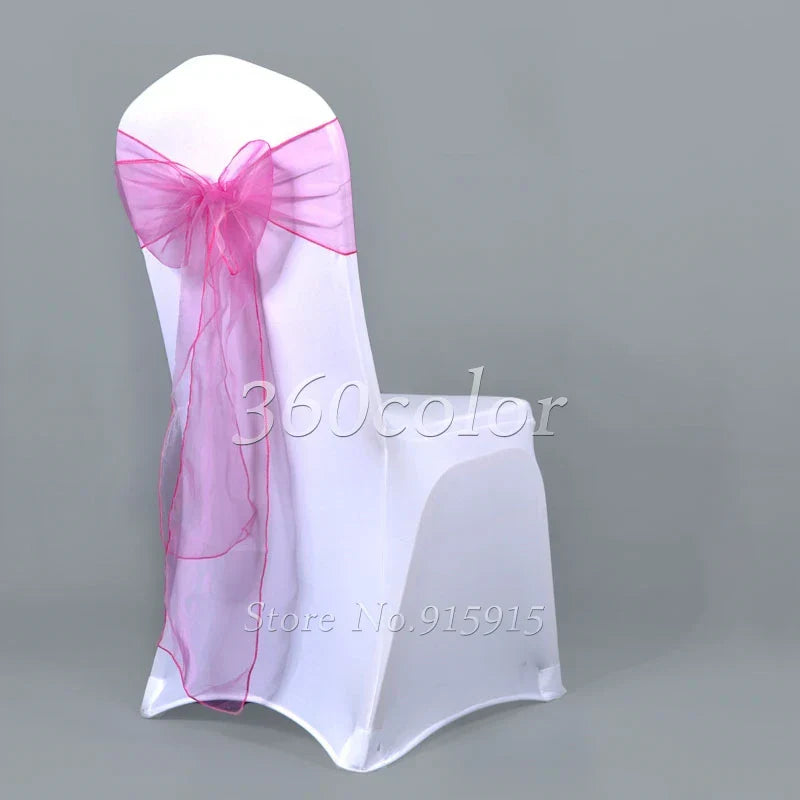 25pcs Sheer Organza Chair Sashes Bow Cover Band