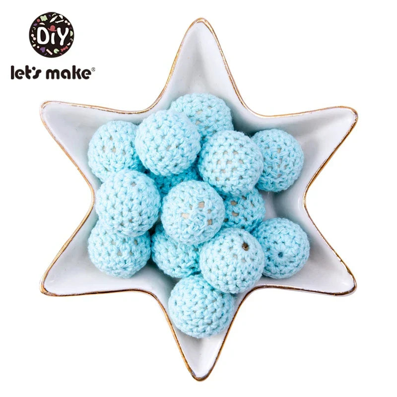 Let's Make 100Pcs Crochet Beaded Wood Teether 16mm