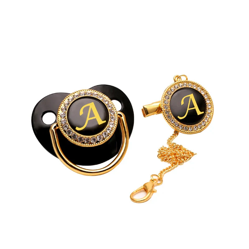 Black Gold Luxury Pacifier for Babies A-Z Name