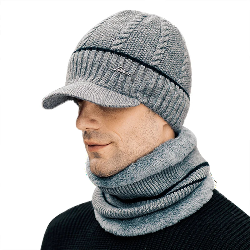 New Winter Beanie Hats Scarf Set Warm Knit