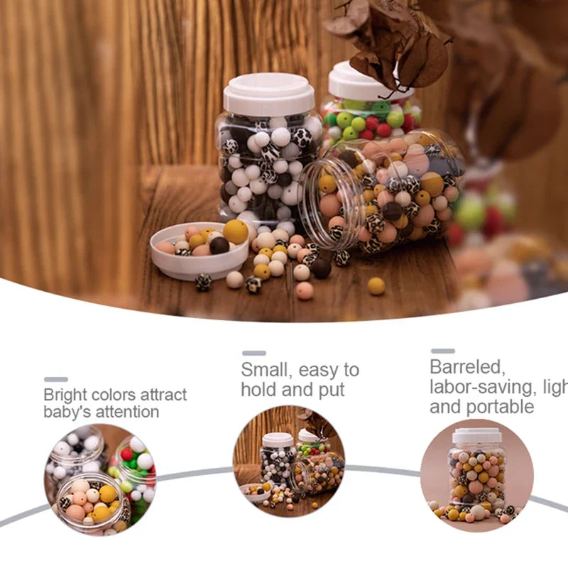 Bopoobo 200Pcs Silicone Beads Baby Teething Food Grade