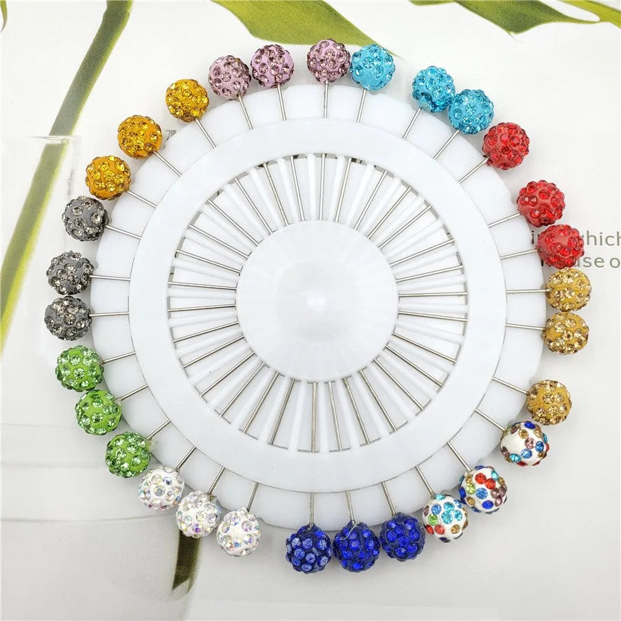 Multicolor Crystal Rhistones Flower Brooch Muslim Islamic Hijab