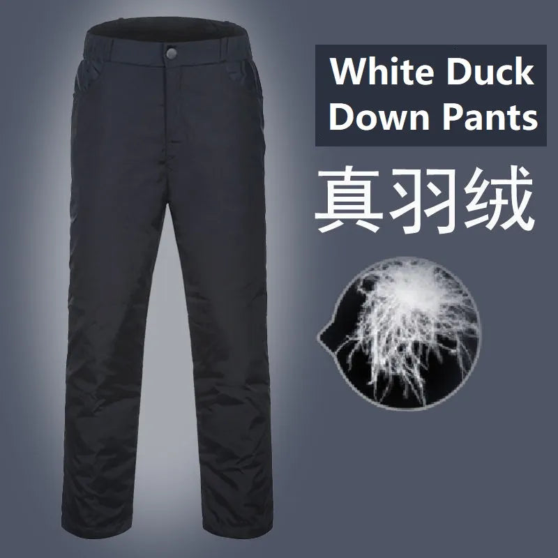 Mens Duck Down Padded Pants High Waist Men's