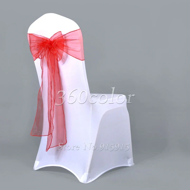 25pcs Sheer Organza Chair Sashes Bow Cover Band