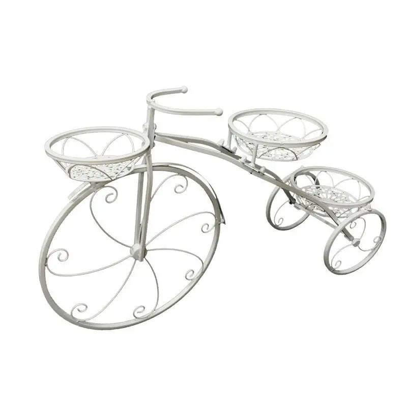 Outdoor Indoor Flower Pot Black/White Bicycle Plant Stand