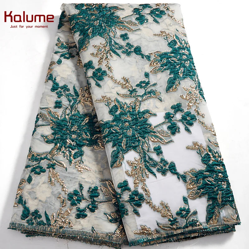 African Tulle Lace Fabric 2024 Satin Nigerian Brocade