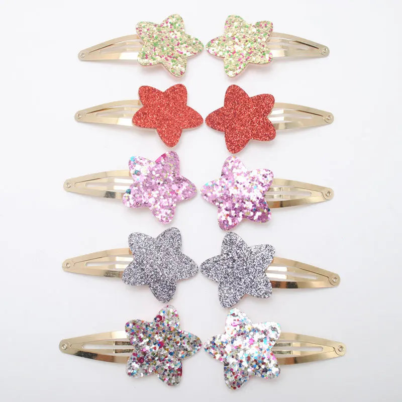 10pcs/lot Small Size Girls Hairclips Glitter Heart Birthday