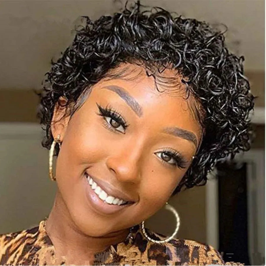 100% Human Hair Short Jerry Curly Wig Afro