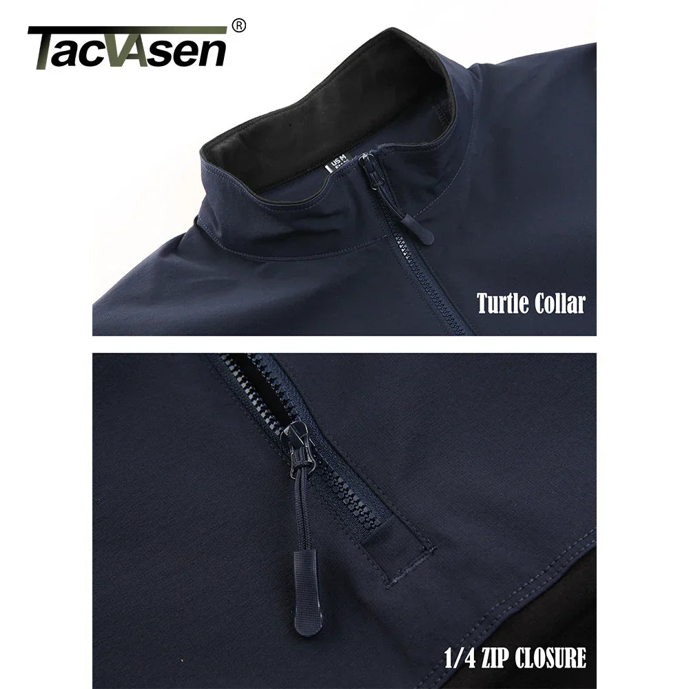 TACVASEN 1/4 Zipper Ripstops T-shirts With Zipper Pockets