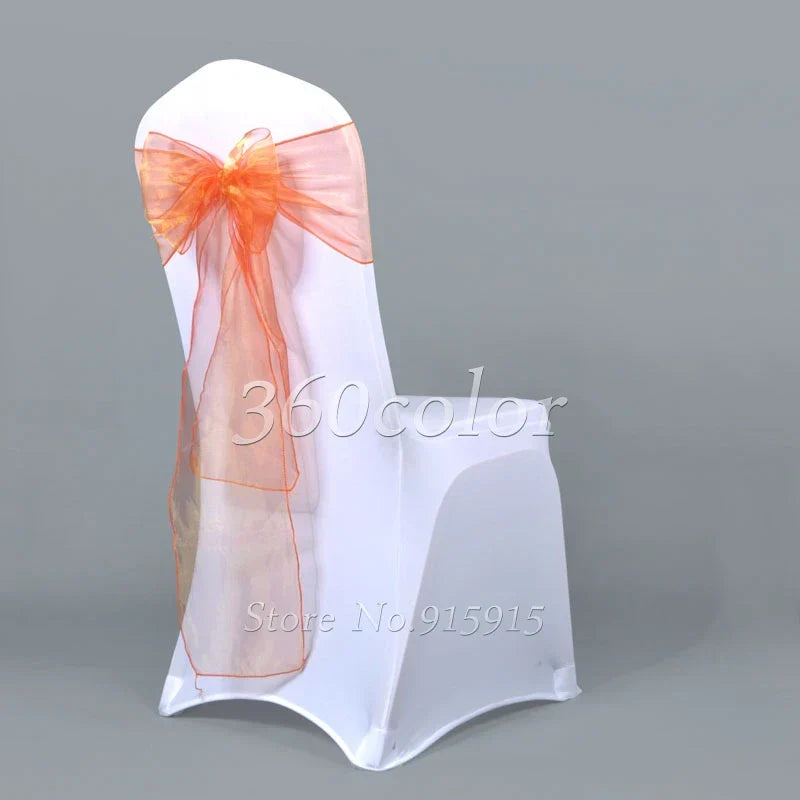 25pcs Sheer Organza Chair Sashes Bow Cover Band
