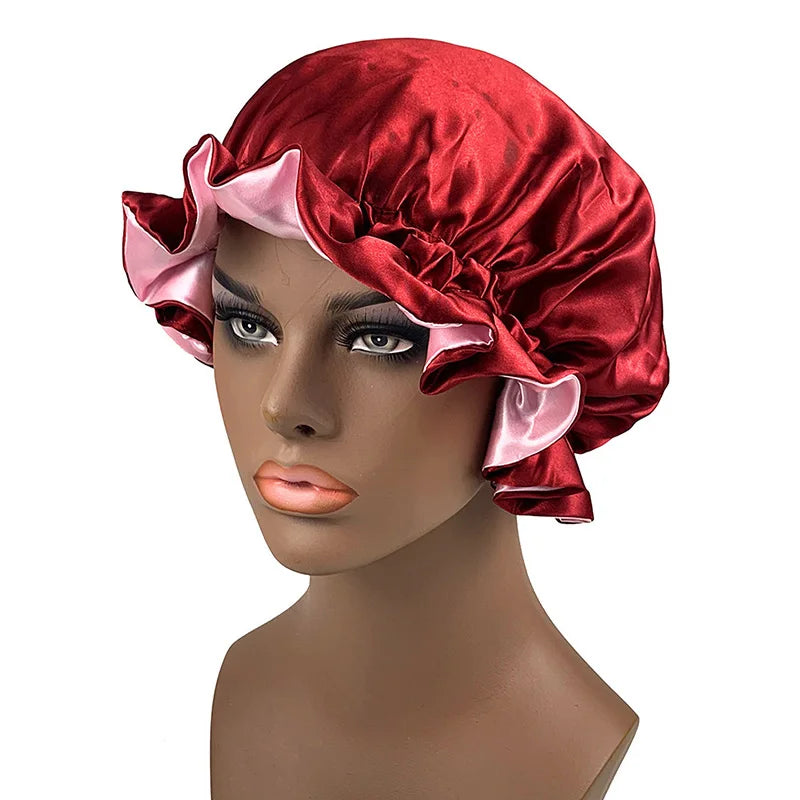 Oversized Plain Satin Bonnet For Women 2 Layers