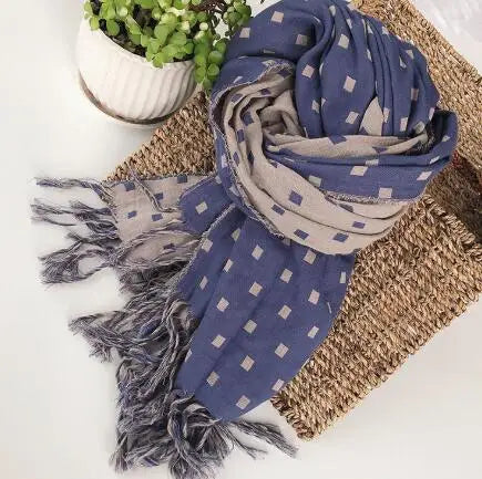 Japanese Design Winter Cotton Warm Women Scarf Double-sided