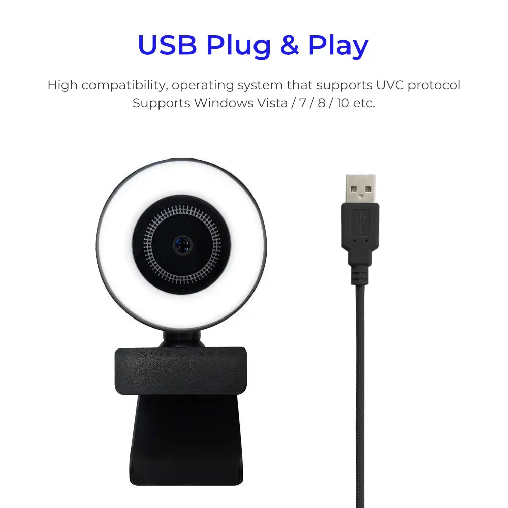 Webcam 1080P mini camera Fill Light Webcam with