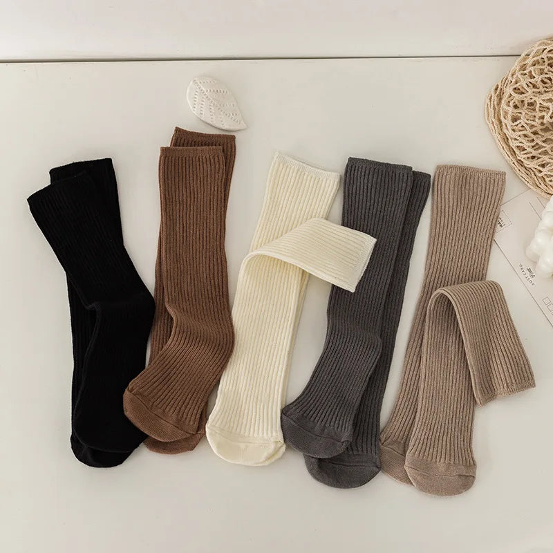 5 Pairs/Lot Baby Girls Knee High Socks Kids