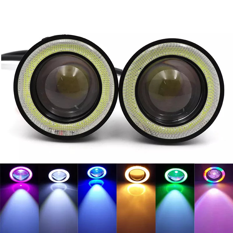 2pcs 3.0" COB LED Angel Eyes Fog Lamp 12V Universal