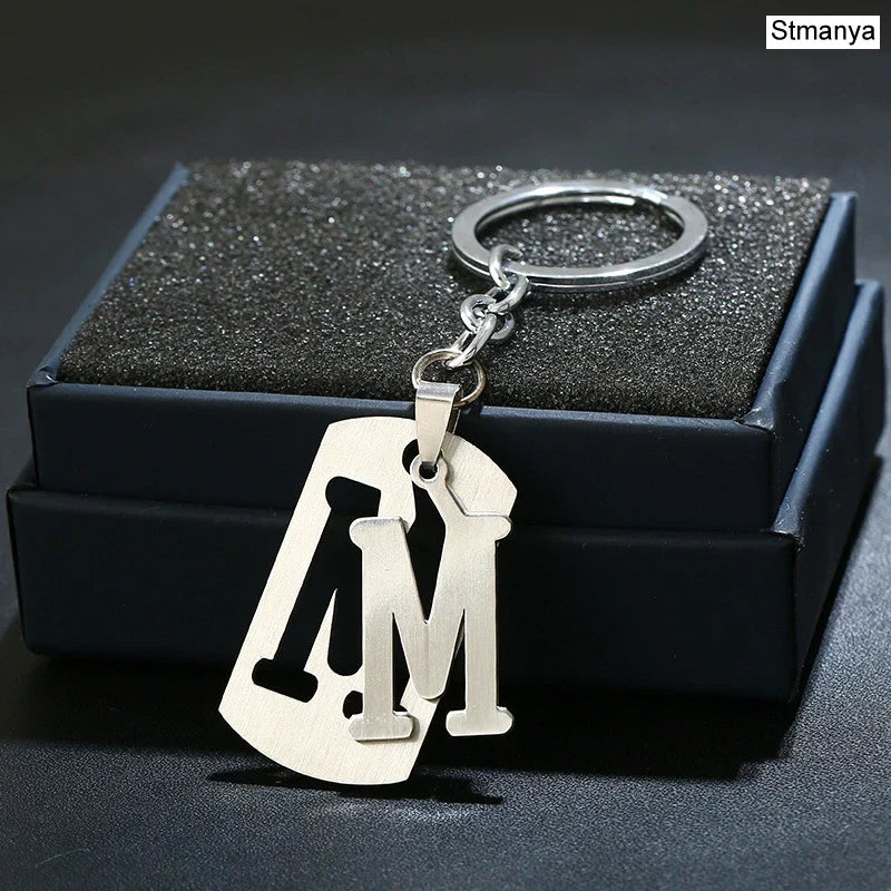 NEW DIY Stainless Steel AZ Letters key Chain