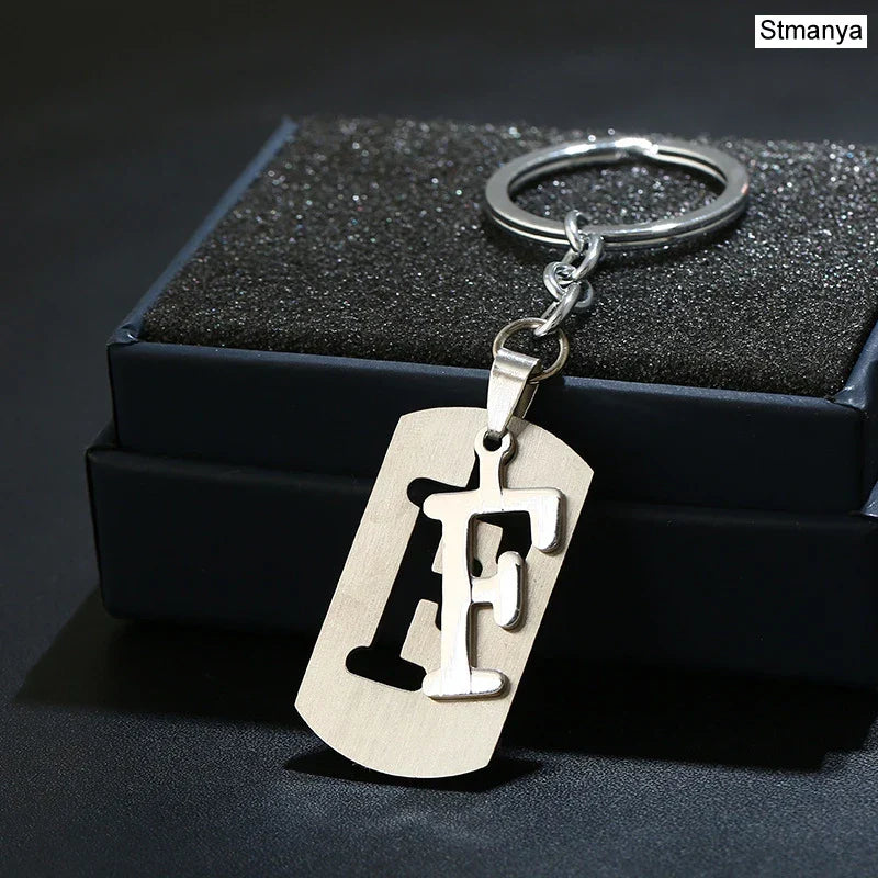 NEW DIY Stainless Steel AZ Letters key Chain