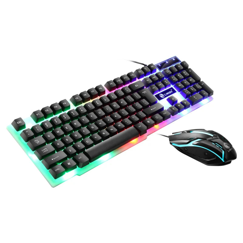 USB Wired Gaming Keyboard Mouse Combos PC Rainbow