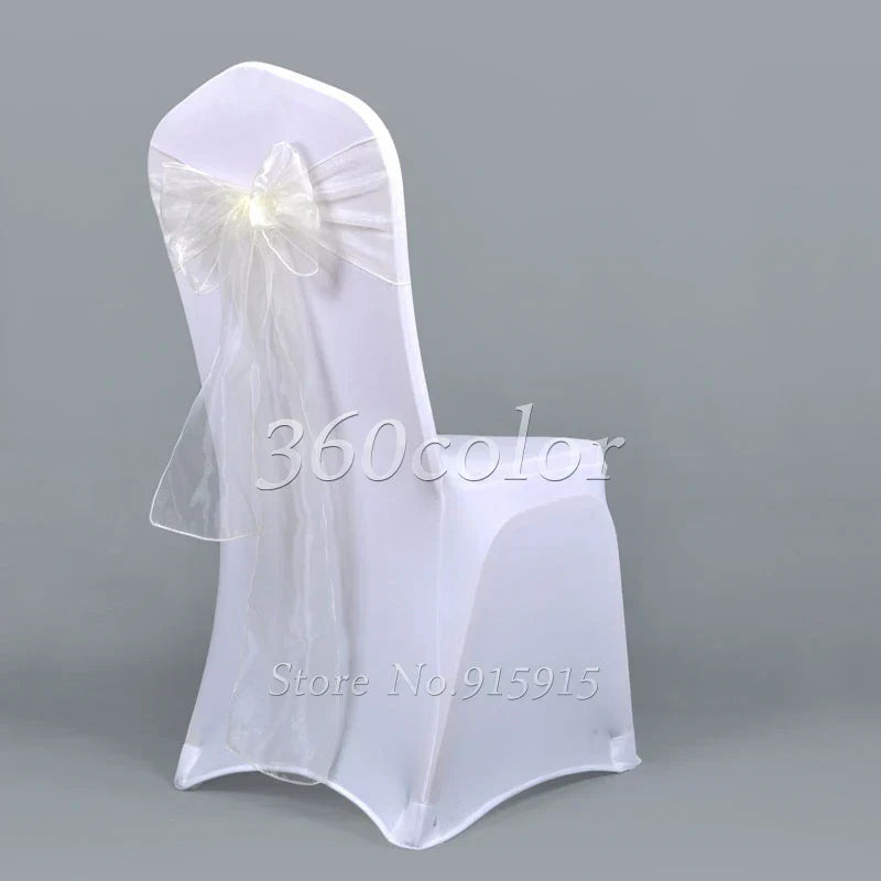 25pcs Sheer Organza Chair Sashes Bow Cover Band