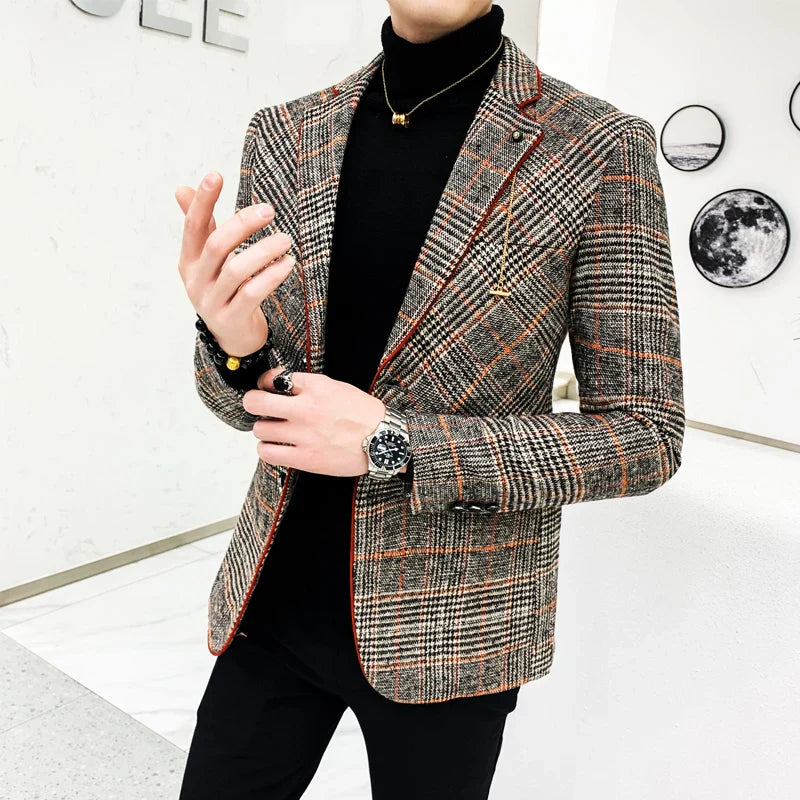2021 grid Brand clothing Men spring Casual business
